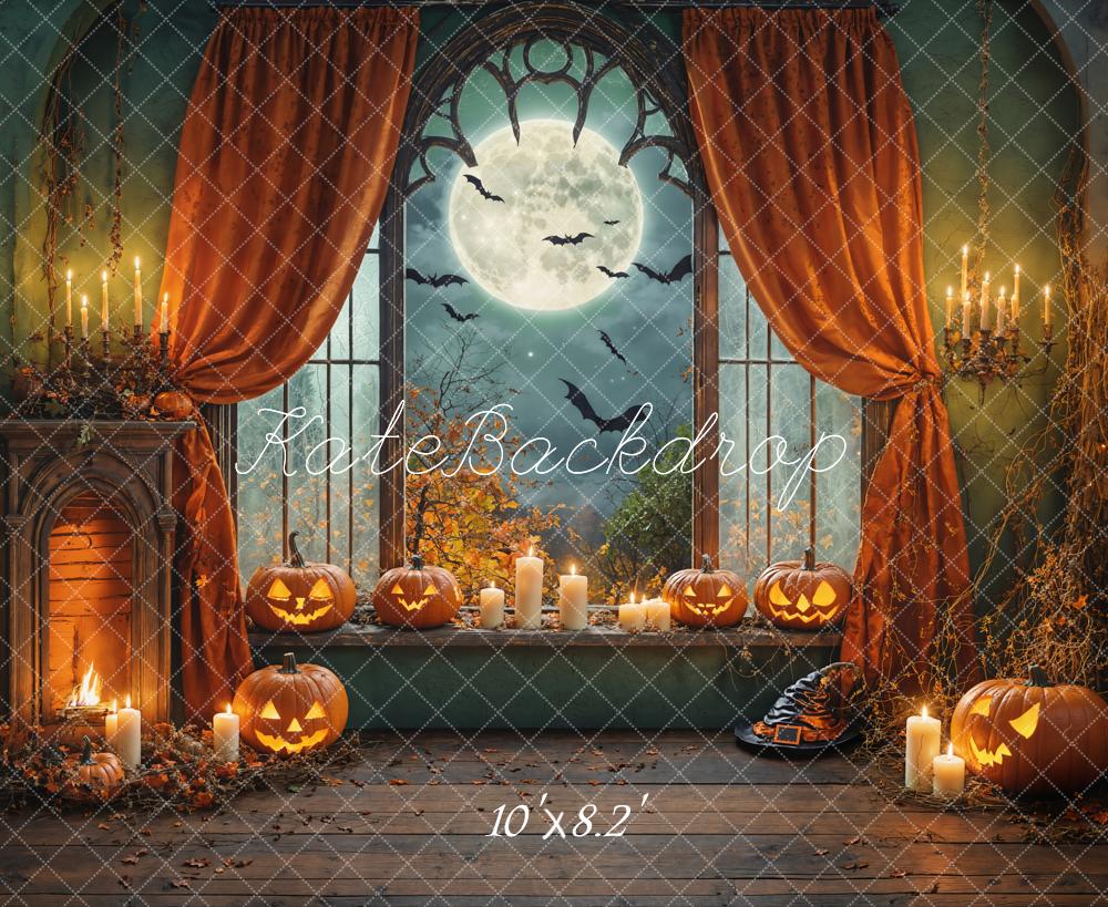 Kate Halloween Kürbisse Vollmond Vintage Hintergrund Entworfen von Chain - Kate Backdrop.de