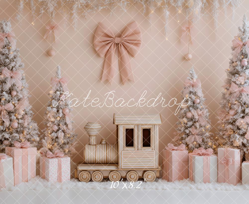 Kate Weihnachten Rosa Tannenbaum Geschenke Hintergrund Entworfen von Patty Roberts