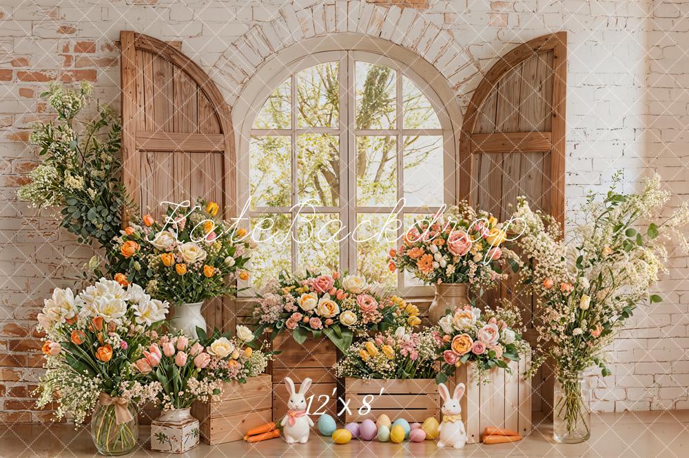 Kate Ostern Fenster Blumen Pastell Hintergrund Entworfen von Emetselch