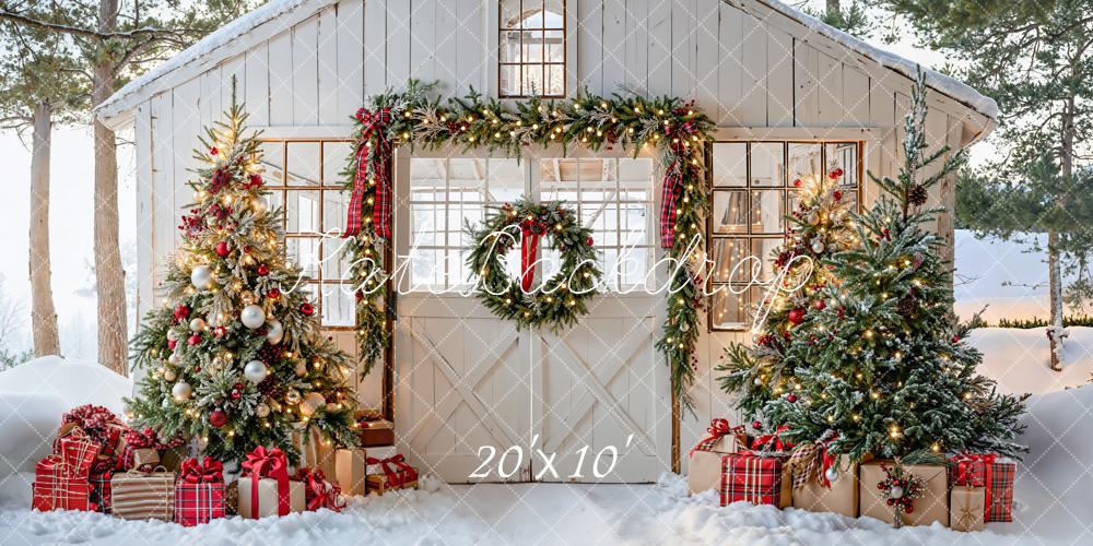 Kate Weihnachten Scheune Weihnachtsbaum Schnee Hintergrund Entworfen von Emetselch - Kate Backdrop.de