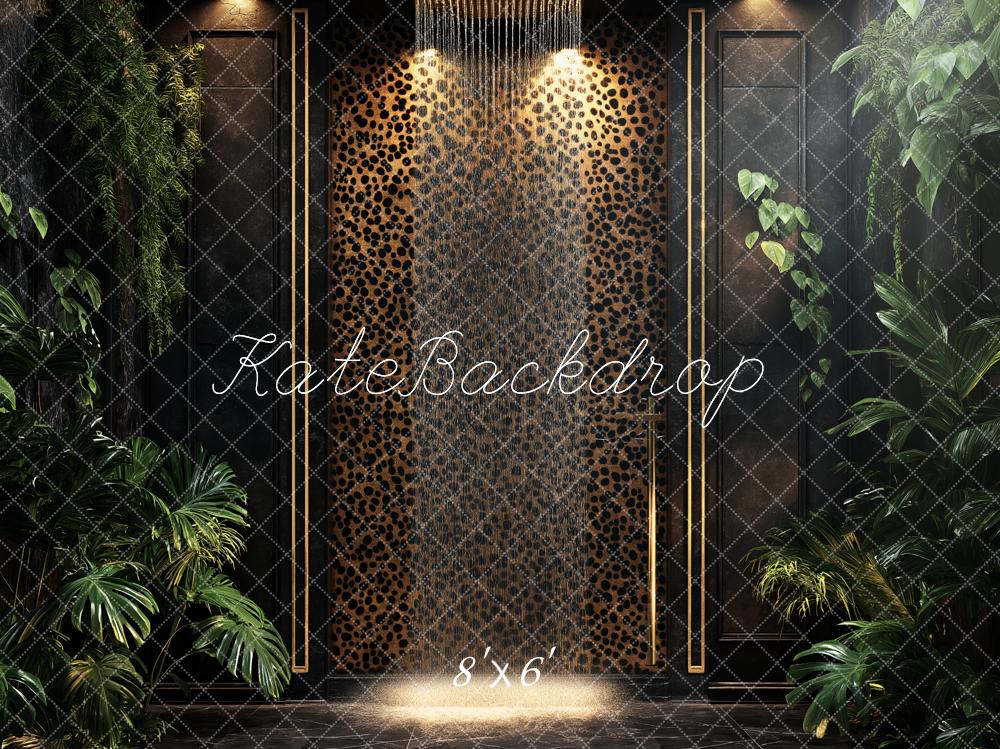 Kate Dschungel Pflanzen Leopardenmuster Modern Hintergrund Entworfen von Ashley Paul