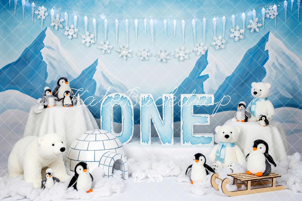 Kate Geburtstag Winter Pinguine Blau Hintergrund Entworfen von Patty Roberts