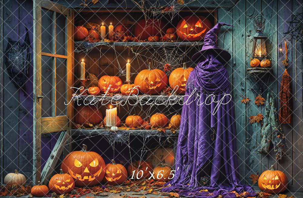 Kate Halloween Kürbisse Hexe Vintage Hintergrund Entworfen von Emetselch - Kate Backdrop.de