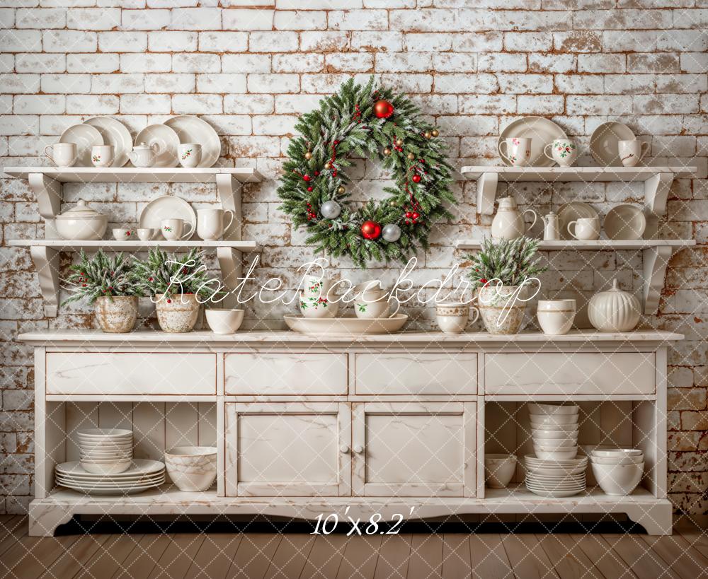 Kate Weihnachten Kranz Geschirr Vintage Hintergrund Entworfen von Emetselch