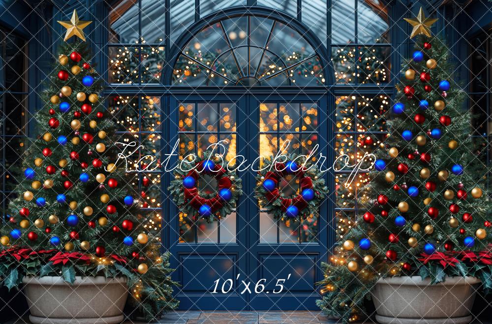 Kate Weihnachten Weihnachtsbaum Lichter Blau Hintergrund Entworfen von Mini MakeBelieve - Kate Backdrop.de