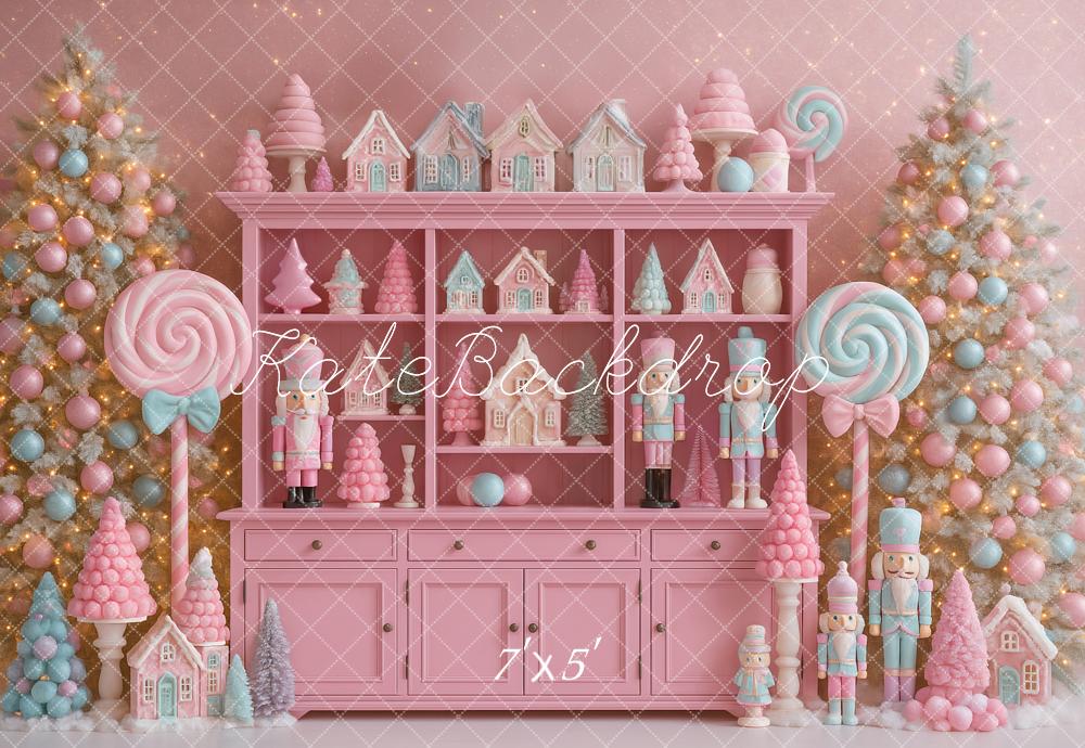 Kate Weihnachten Nussknacker Süßigkeiten Rosa Hintergrund Entworfen von Ashley Paul