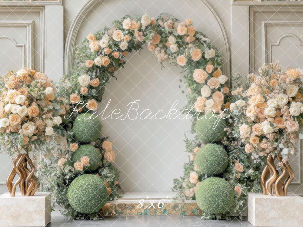 Kate Hochzeit Blumen Bogen Elegant Hintergrund Entworfen von Mini MakeBelieve - Kate Backdrop.de