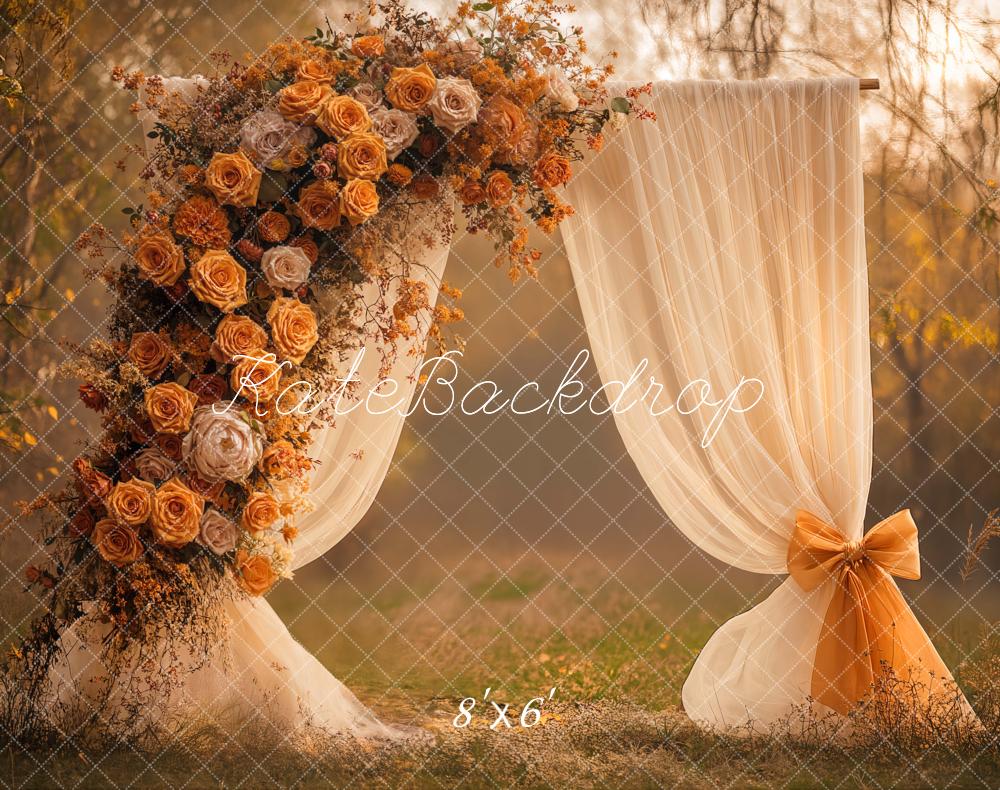 Kate Herbst Blumenbogen Creme Fleece Hintergrund Entworfen von Emetselch - Kate Backdrop.de