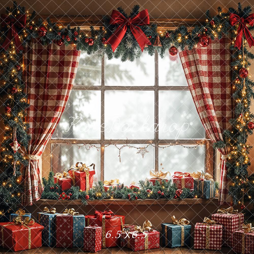 Kate Weihnachten Fenster Geschenkboxen Rot Hintergrund Entworfen von Emetselch - Kate Backdrop.de