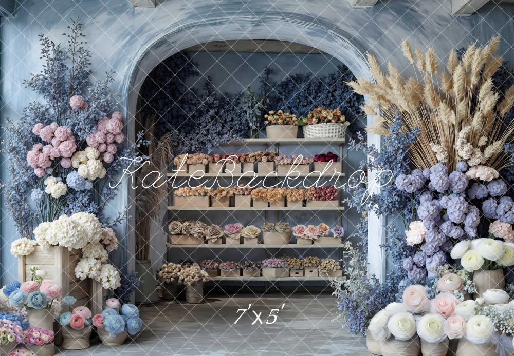 Kate Blumenladen Regal Pastellblumen Hintergrund Entworfen von Mini MakeBelieve