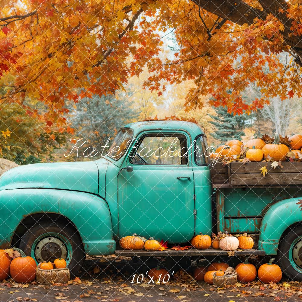 Kate Herbst Kürbis Vintage Truck Orange Hintergrund Entworfen von Emetselch - Kate Backdrop.de