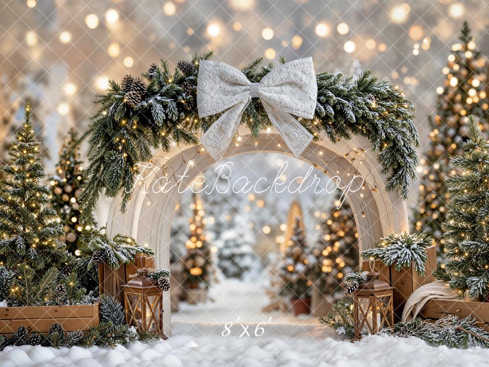 Kate Weihnachten Bogen Tannenzweige Schnee Hintergrund Entworfen von Emetselch - Kate Backdrop.de