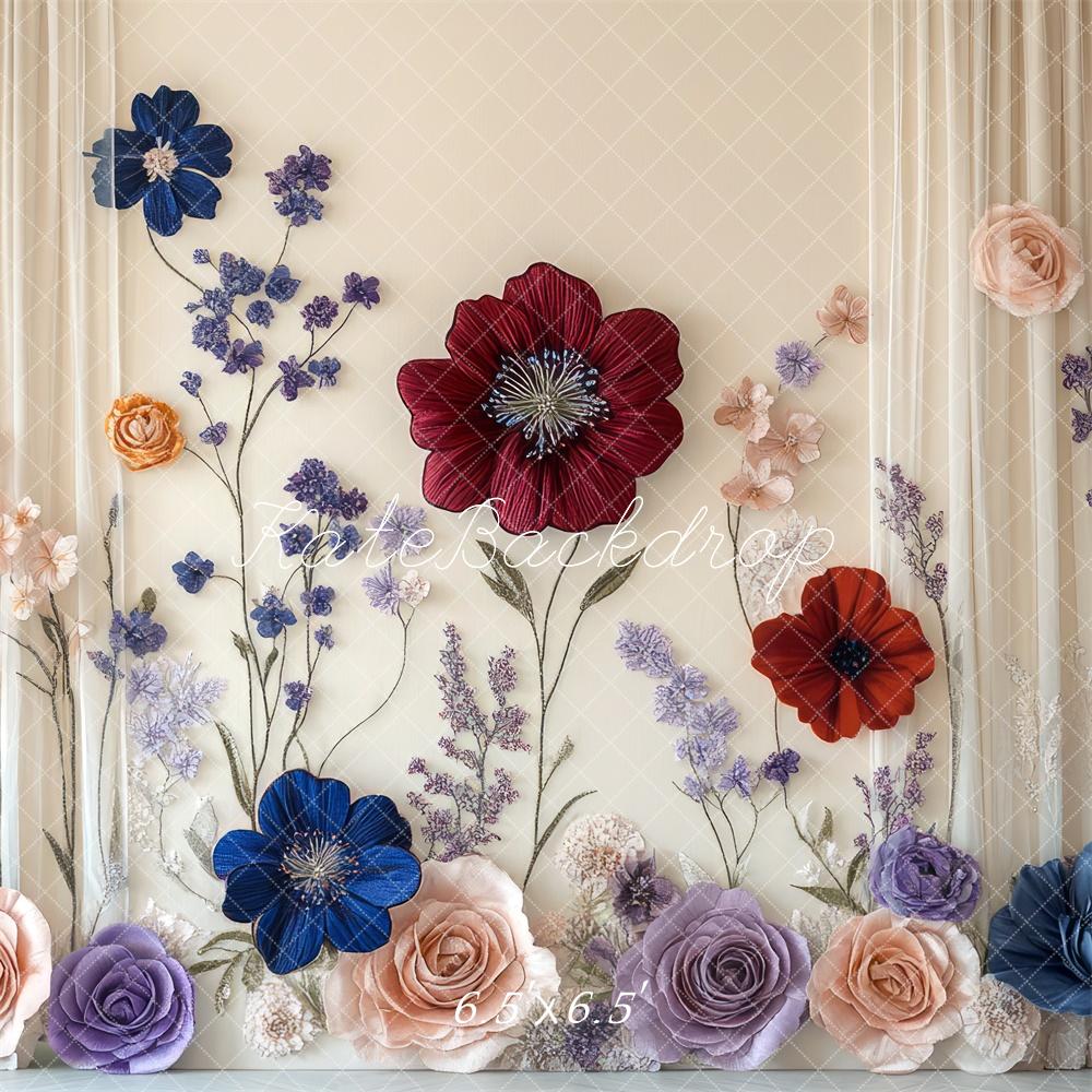 Kate Blume Vorhang Papierblumen Elegant Hintergrund Entworfen von Mini MakeBelieve - Kate Backdrop.de