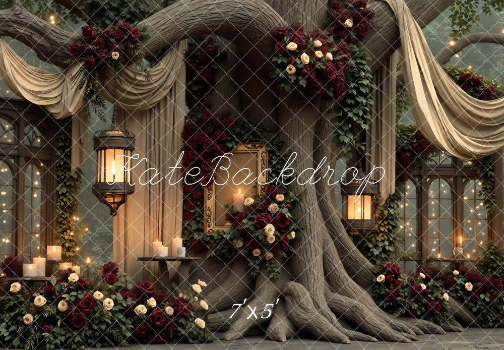 Kate Hochzeit Baum Fenster Rosen Vintage Hintergrund Entworfen von Mini MakeBelieve
