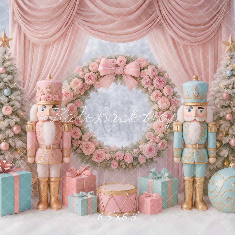 Kate Weihnachten Nussknacker Geschenke Pastell Hintergrund Entworfen von Ashley Paul - Kate Backdrop.de