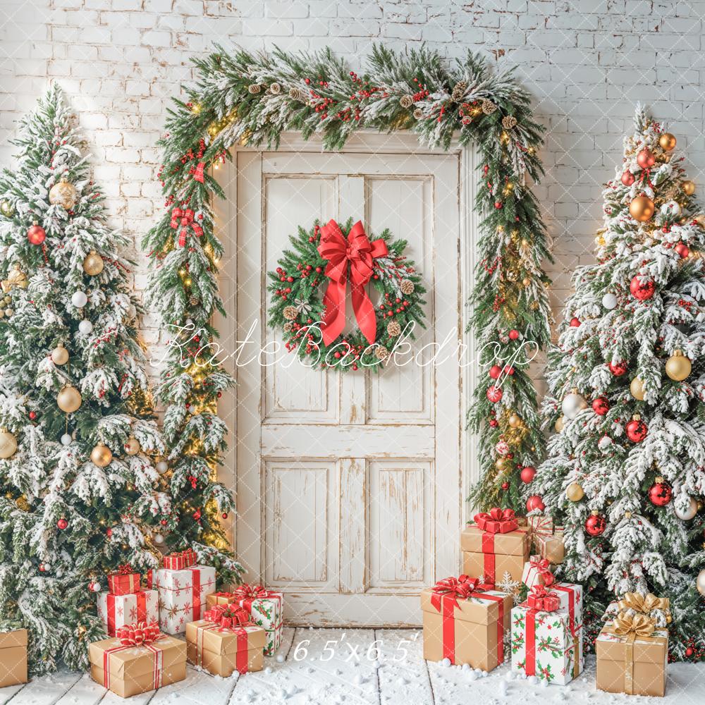 Kate Weihnachten Tannenbaum Geschenke Weiß Hintergrund Entworfen von Emetselch