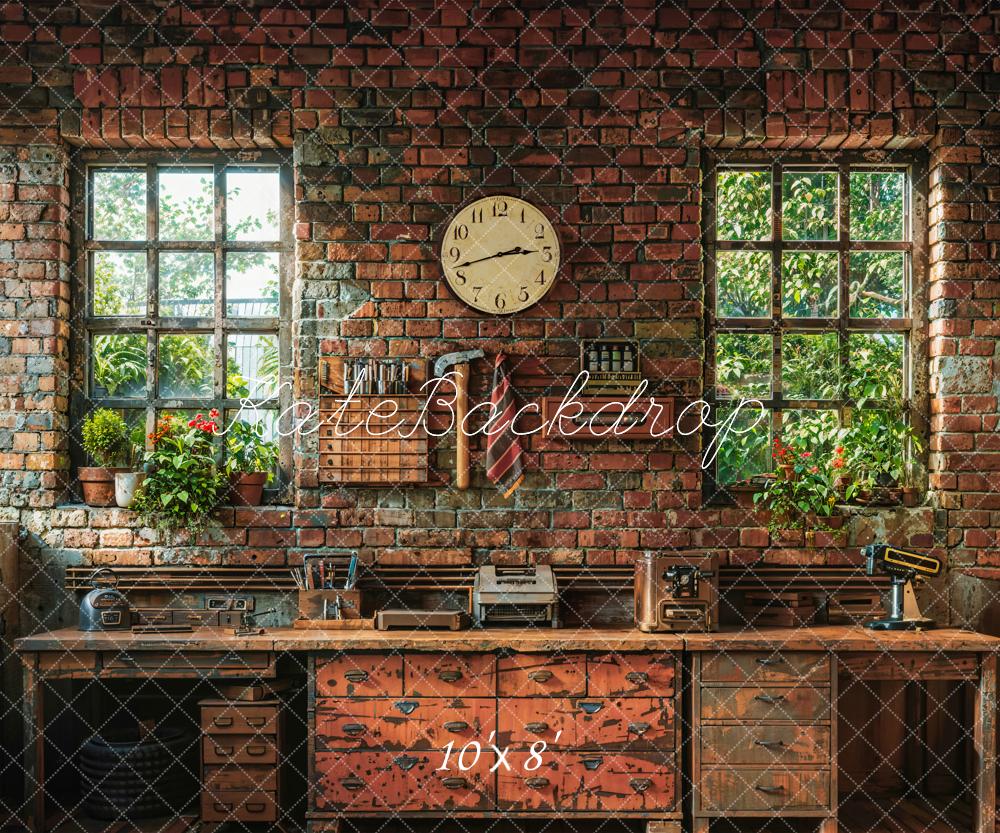 Kate Werkstatt Backstein Fenster Vintage Hintergrund Entworfen von Emetselch - Kate Backdrop.de