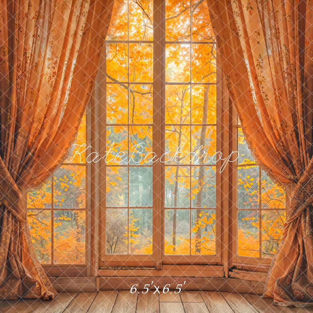Kate Herbst Fenster Vorhänge Orange Hintergrund Entworfen von Emetselch - Kate Backdrop.de