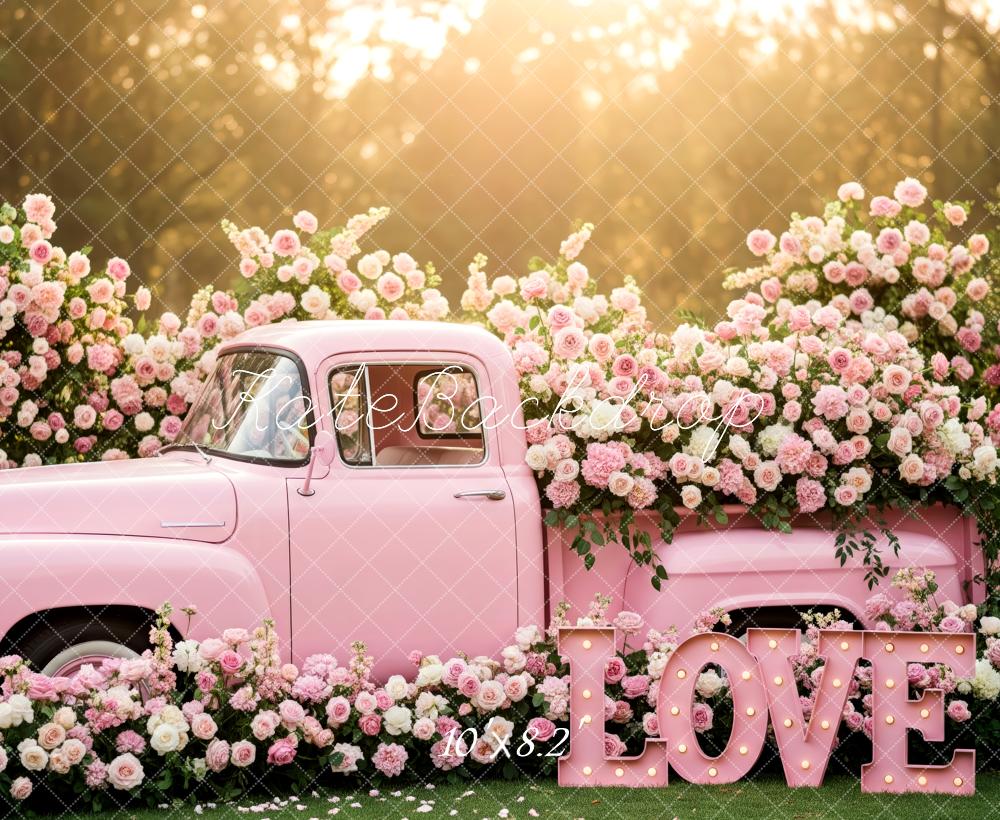 Kate Valentinstag Rosa Oldtimer Blumen Romantik Hintergrund Entworfen von Patty Roberts