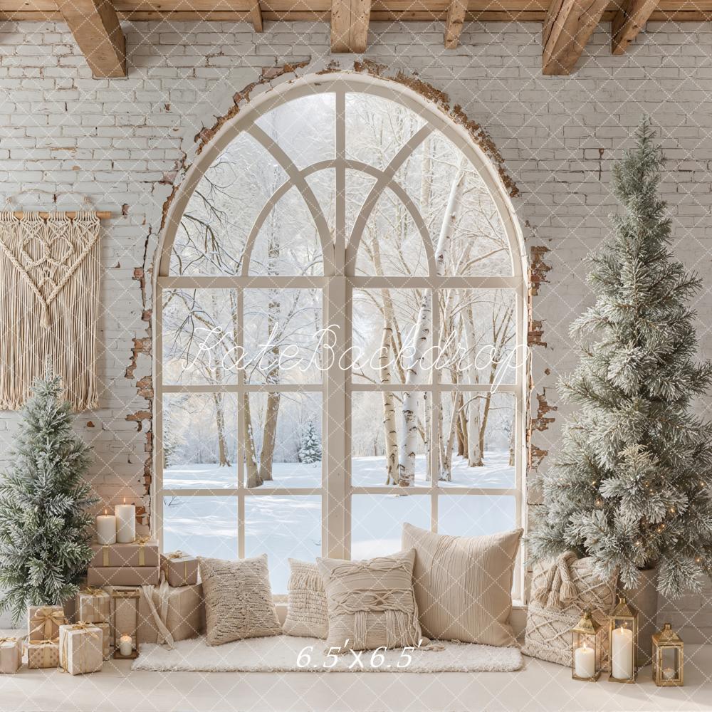 Kate Weihnachten Fenster Tannenbaum Weiß Hintergrund Entworfen von Emetselch - Kate Backdrop.de