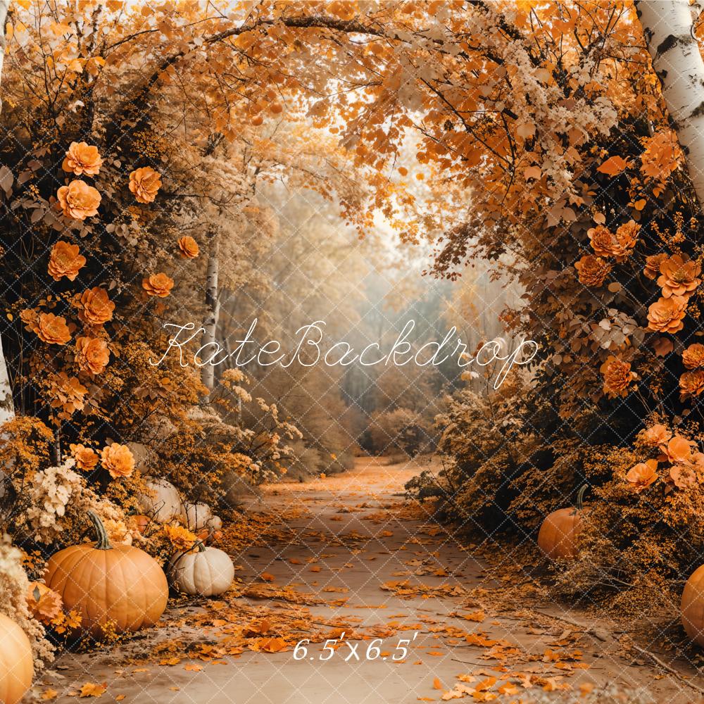 Kate Herbst Kürbisse Blumenweg Orange Hintergrund Entworfen von Emetselch