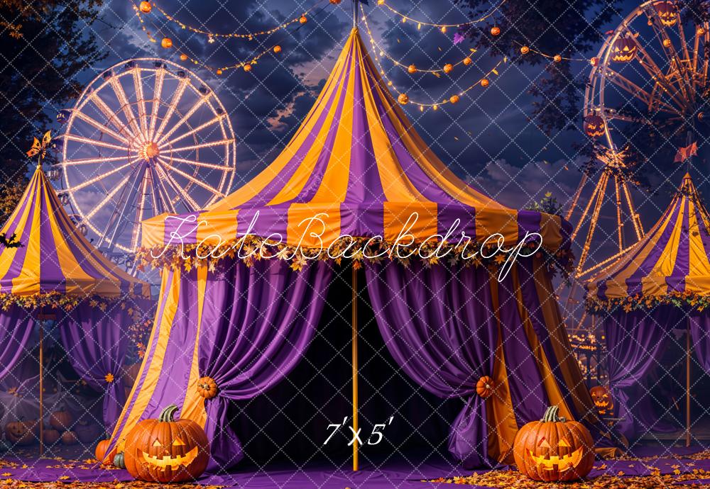 Kate Halloween Zirkus Kürbisse Lila Hintergrund Entworfen von Emetselch - Kate Backdrop.de
