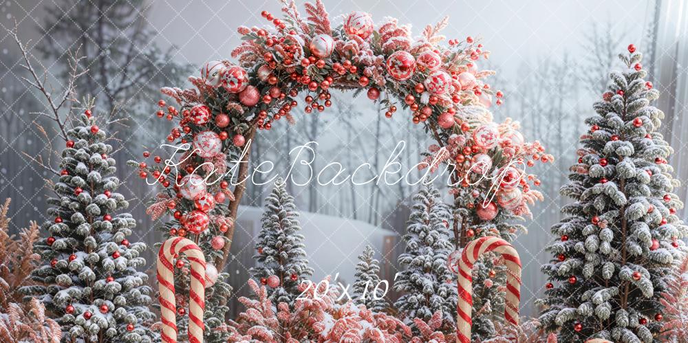 Kate Weihnachten Winterwald Zuckerstangen Rosa Hintergrund Entworfen von Emetselch