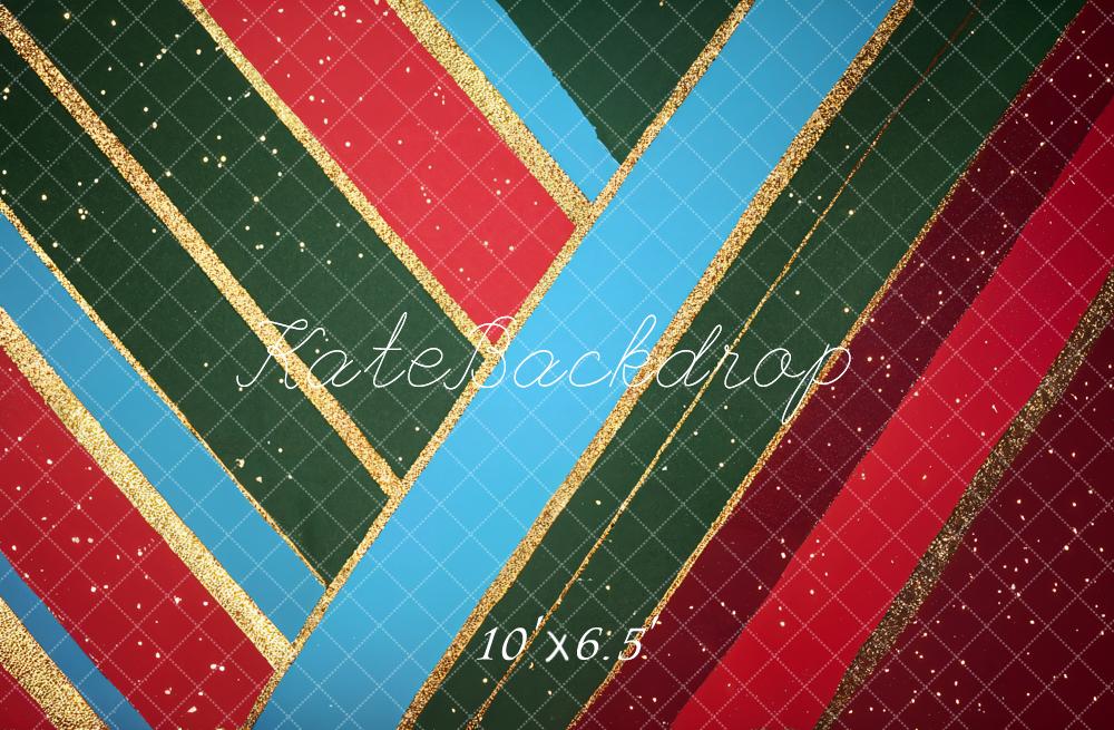 Kate Weihnachten Bunte Streifen Goldlinien Fleece Hintergrund Entworfen von Kate Image - Kate Backdrop.de