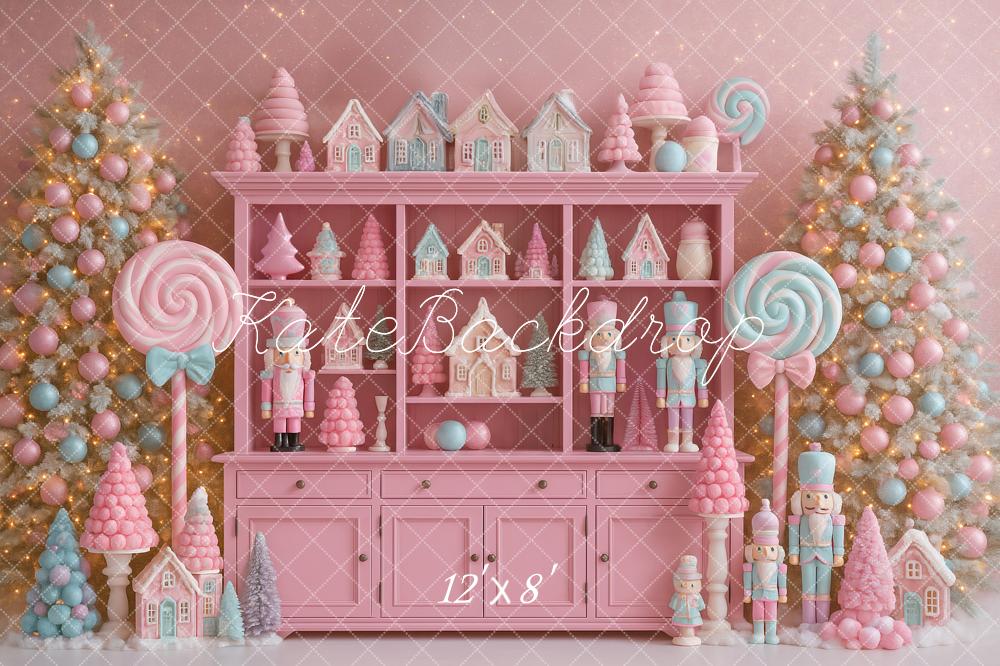 Kate Weihnachten Nussknacker Süßigkeiten Rosa Hintergrund Entworfen von Ashley Paul