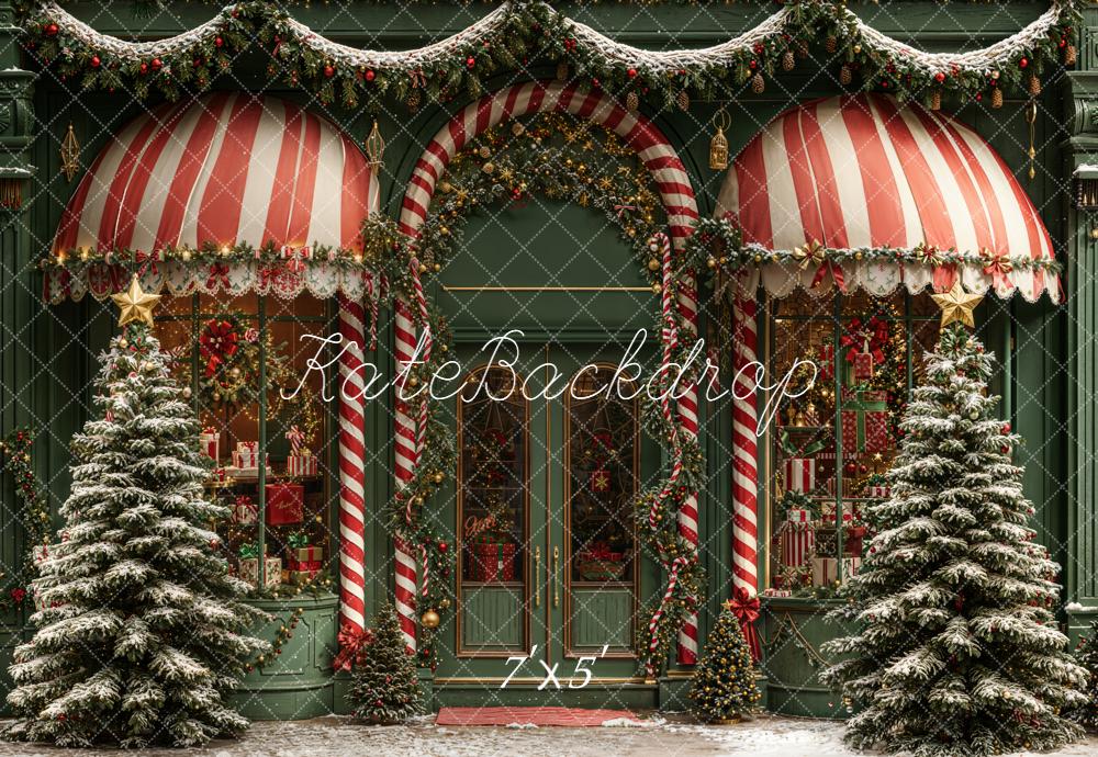 Kate Weihnachten Schaufenster Tannen Grün Rot Hintergrund Entworfen von Emetselch - Kate Backdrop.de
