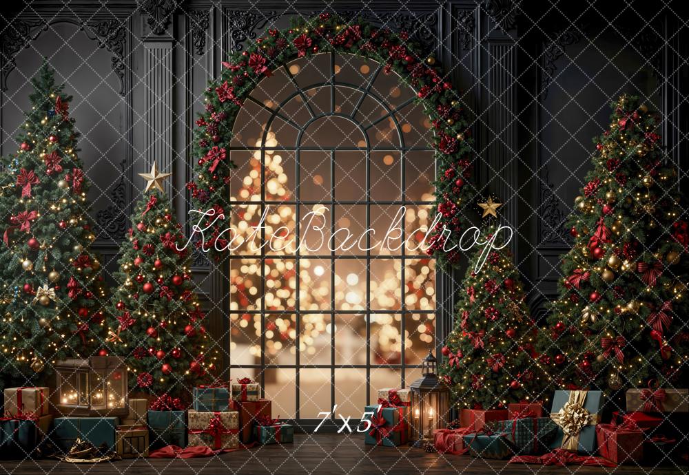Kate Weihnachten Tannenbaum Fenster Dunkel Hintergrund Entworfen von Emetselch - Kate Backdrop.de