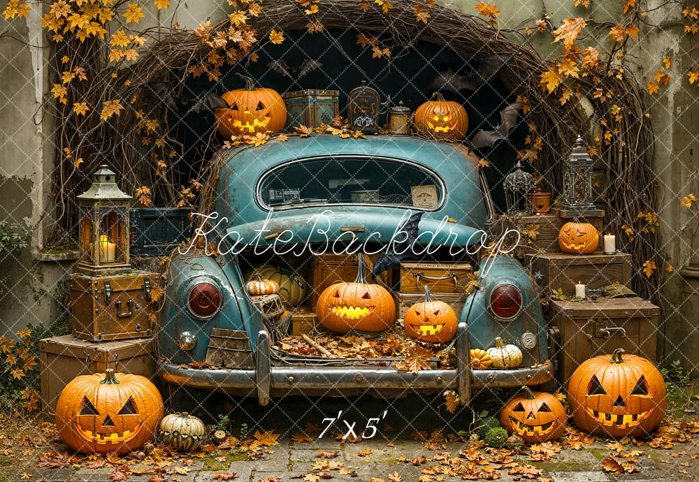Kate Halloween Auto Kürbisse Vintage Hintergrund Entworfen von Emetselch - Kate Backdrop.de