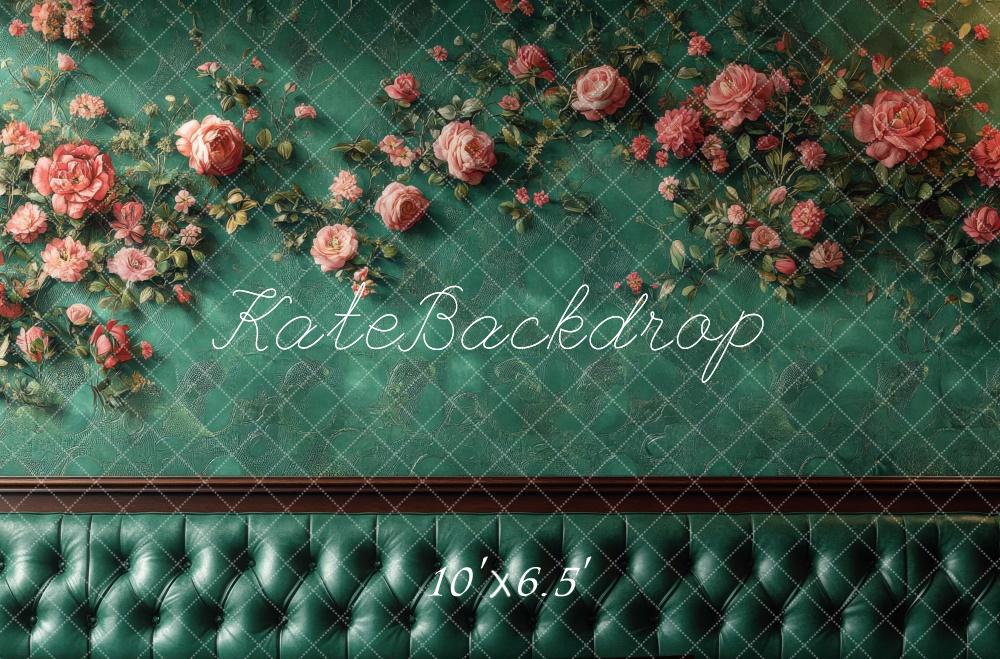 Kate Blume Wand Grün Hintergrund Entworfen von Mini MakeBelieve - Kate Backdrop.de