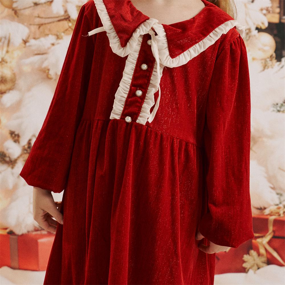 Kate Weihnachts-Rot-Rüschenkleid für Kinder - Kate Backdrop.de