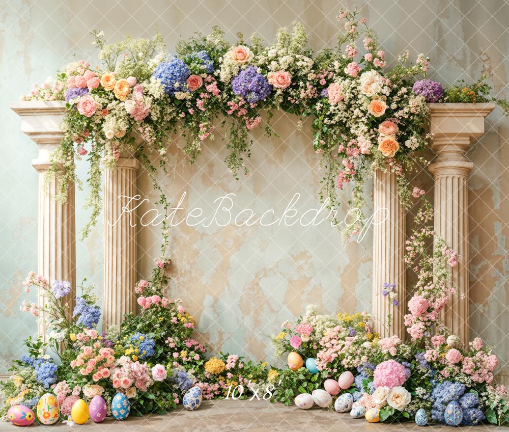 Kate Ostern Blumen Eier Säulen Fleece Hintergrund Entworfen von Emetselch