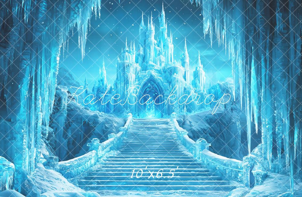 Kate Winter Eispalast Treppe Blau Fleece Hintergrund Entworfen von Kate Image