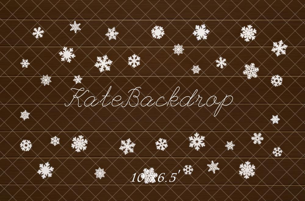 Kate Weihnachten Schneeflocken Braun Hintergrund Entworfen von Mini MakeBelieve