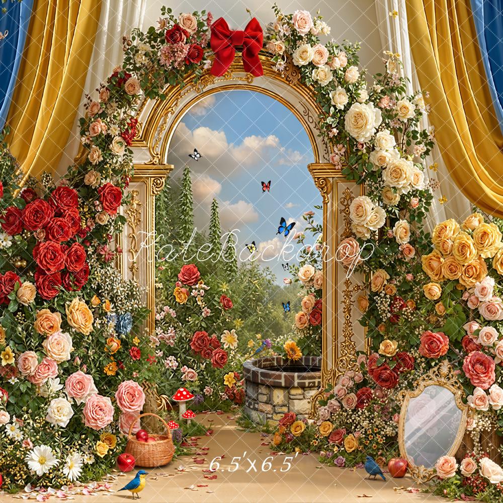Kate Märchen Blumenbogen Brunnen Romantisch Hintergrund Entworfen von Chain - Kate Backdrop.de