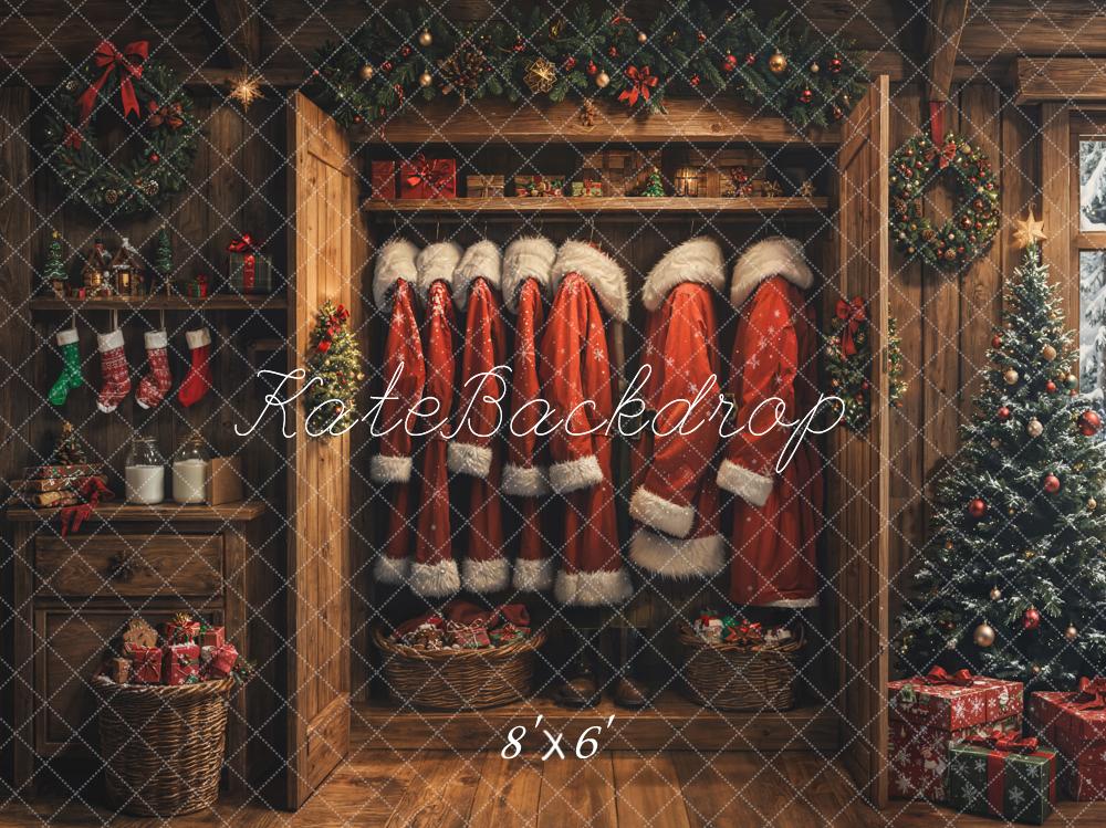 Kate Weihnachten Kleiderschrank Weihnachtsbaum Holz Fleece Hintergrund Entworfen von Emetselch - Kate Backdrop.de
