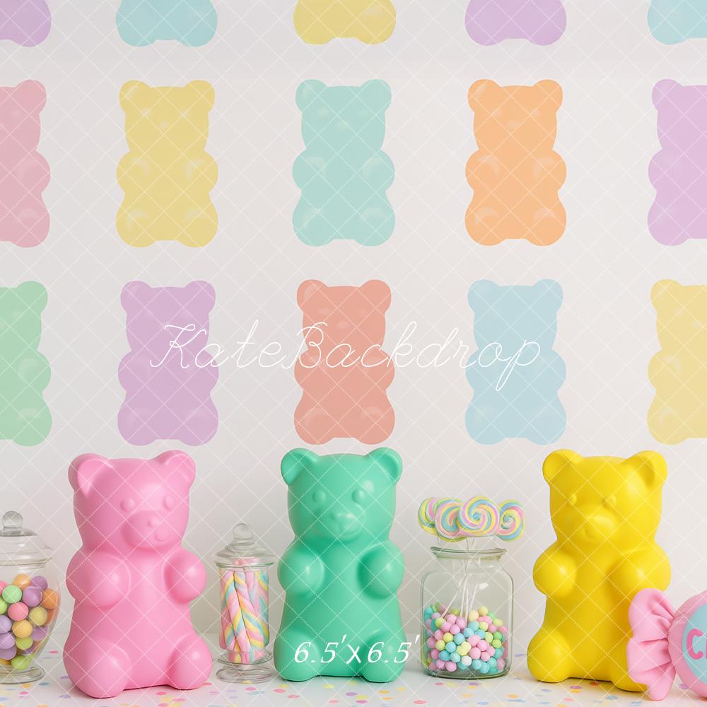 Kate Süßigkeiten Gummibärchen Pastell Hintergrund Entworfen von Patty Roberts - Kate Backdrop.de