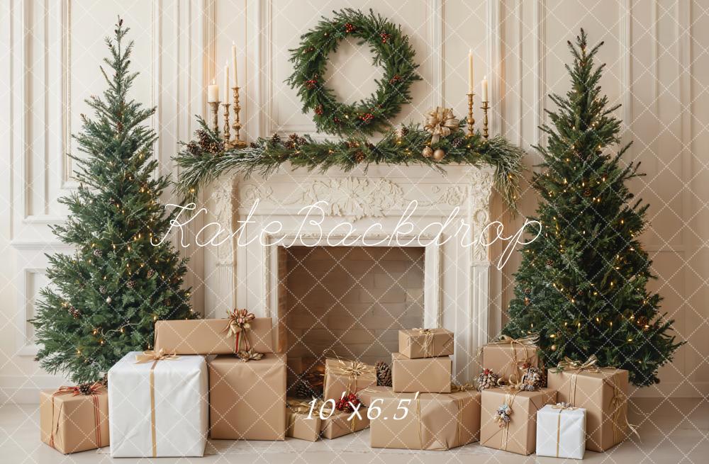Kate Weihnachten Kamin Tannenbaum Geschenkboxen Hintergrund Entworfen von Emetselch - Kate Backdrop.de