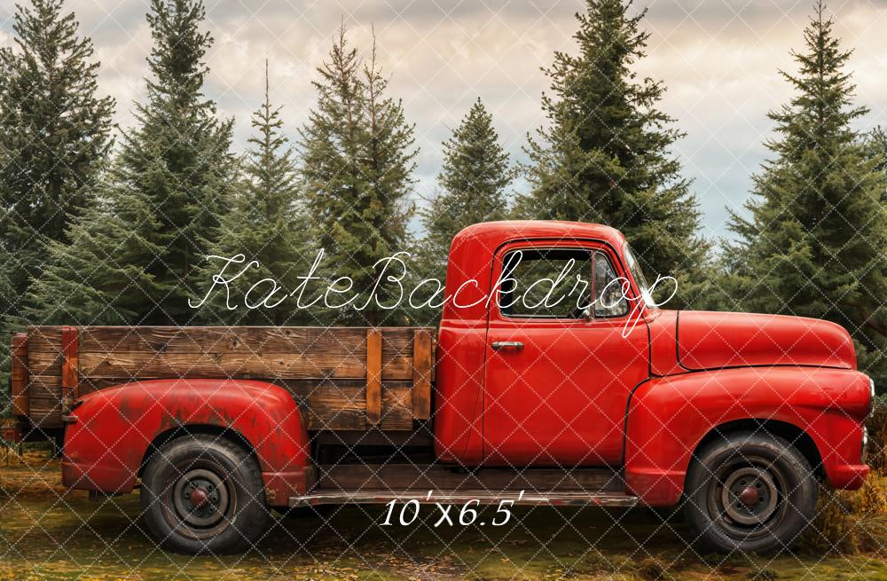 Kate Herbst Roter Oldtimer Holz Fleece Hintergrund Entworfen von Emetselch - Kate Backdrop.de