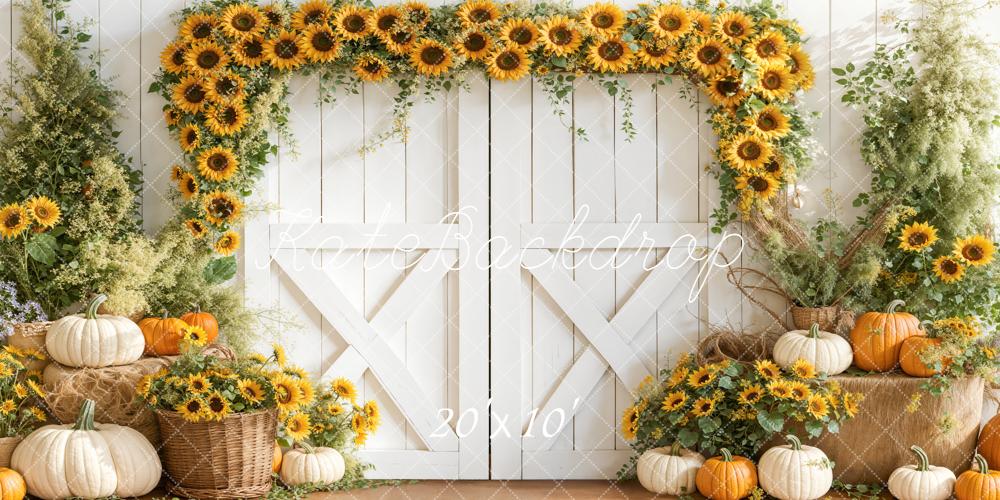 Kate Herbst Sonnenblumen Kürbis Rustic Hintergrund Entworfen von Emetselch - Kate Backdrop.de