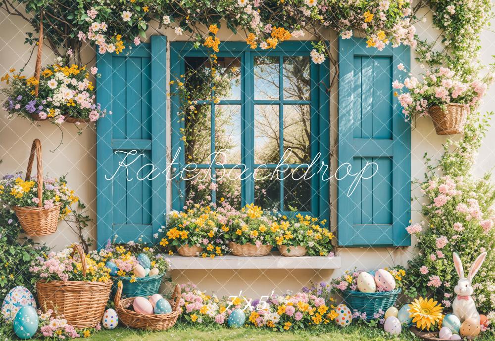 Kate Ostern Fenster Blumen Landhausstil Hintergrund Entworfen von Emetselch