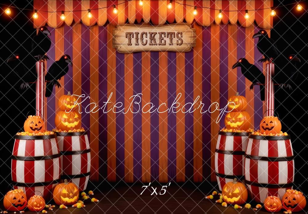 Kate Halloween Zirkus Kürbisse Raben Hintergrund Entworfen von Patty Roberts - Kate Backdrop.de