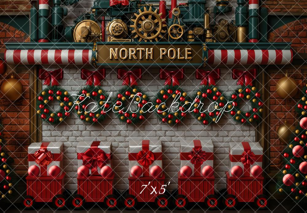 Kate Weihnachten Nordpol Eisenbahn Rot Hintergrund Entworfen von Mini MakeBelieve - Kate Backdrop.de