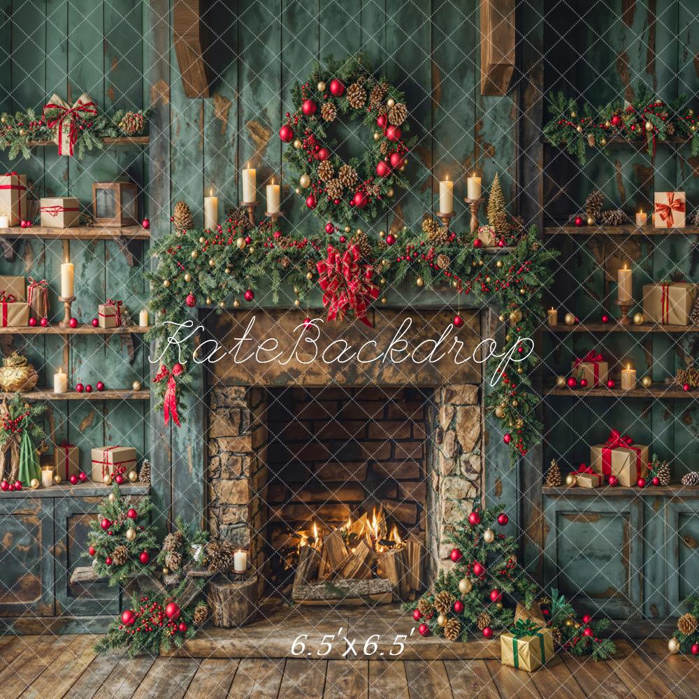 Kate Weihnachten Kamin Geschenke Grün Hintergrund Entworfen von Emetselch