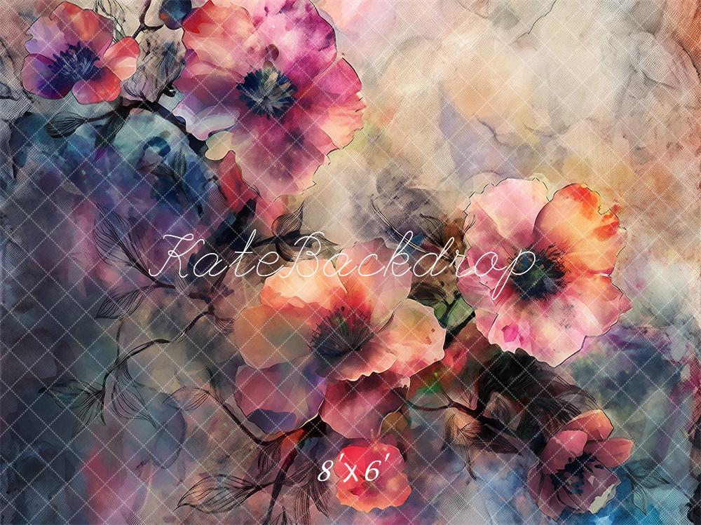 Kate Blumen Zweige Aquarell Hintergrund Entworfen von Kerry Anderson - Kate Backdrop.de