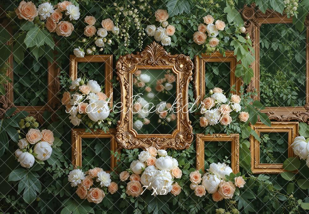 Kate Hochzeit Goldene Rahmen Blumen Hintergrund Entworfen von Mini MakeBelieve