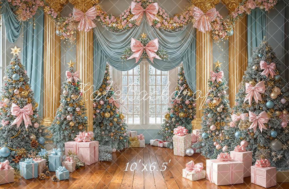Kate Weihnachten Tannenbäume Geschenke Pastell Hintergrund Entworfen von Emetselch - Kate Backdrop.de